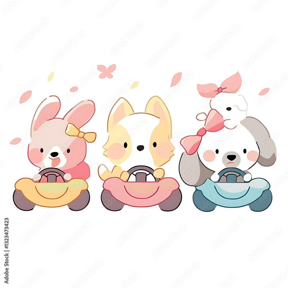 Naklejka premium Playful and whimsical dog illustrations in vibrant and minimalist designs.