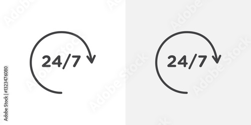 24 7 icons in filled and outline versions for ui designs