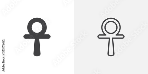 Ankh icons in filled and outline versions for ui designs