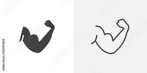 Arm icons in filled and outline versions for ui designs