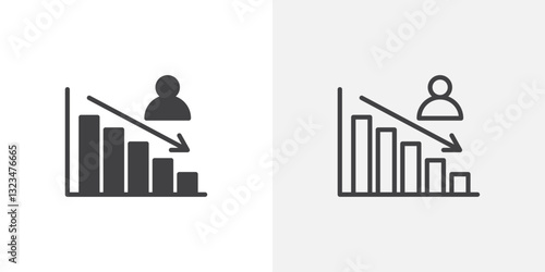 Attrition icons in filled and outline versions for ui designs