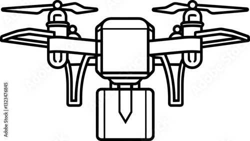 Drone Outline Icon: Modern Aerial Technology for Delivery and Surveillance