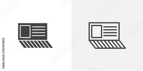 Bankbook icons in filled and outline versions for ui designs