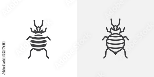Bedbug icons in filled and outline versions for ui designs