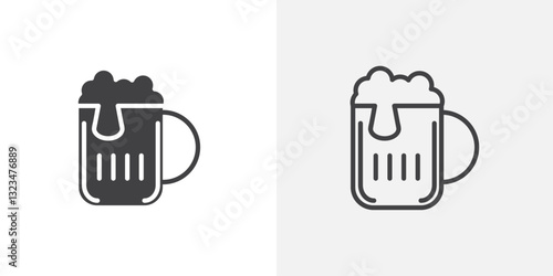 Beer icons in filled and outline versions for ui designs