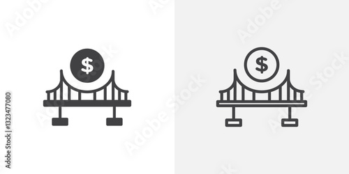 Bridging loan icons in filled and outline versions for ui designs