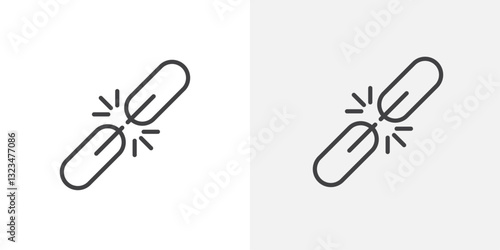 Broken link icons in filled and outline versions for ui designs