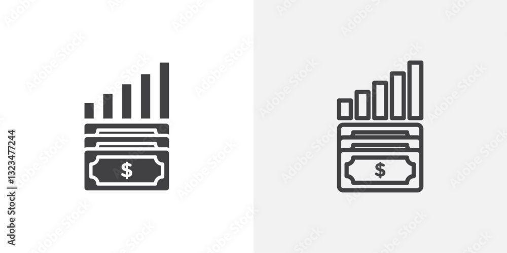 capital gain iconsin filled and outline versions for ui designs capital gain iconsin filled and outline versions for ui designs