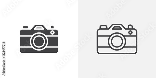Camera icons in filled and outline versions for ui designs