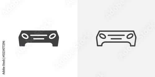 Car bumper icons in filled and outline versions for ui designs