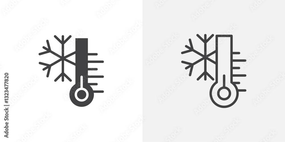 Cold icons in filled and outline versions for ui designs Cold icons in filled and outline versions for ui designs