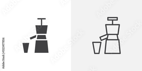 Cold pressed juicer icons in filled and outline versions for ui designs