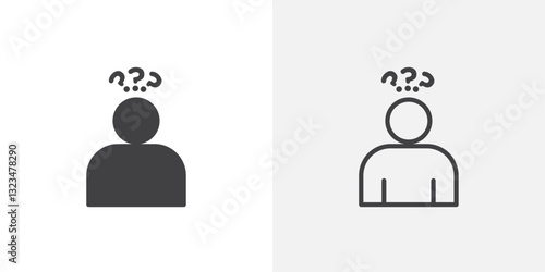 Curious human icons in filled and outline versions for ui designs