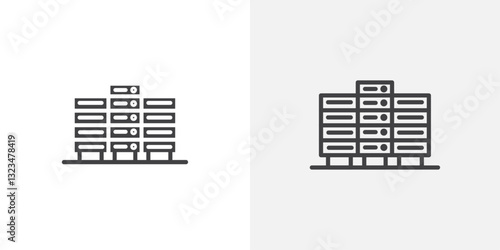 Data center iconsin filled and outline versions for ui designs