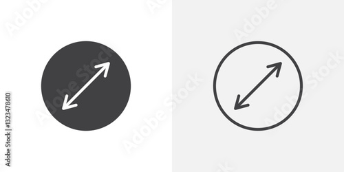 Diameter icons in filled and outline versions for ui designs