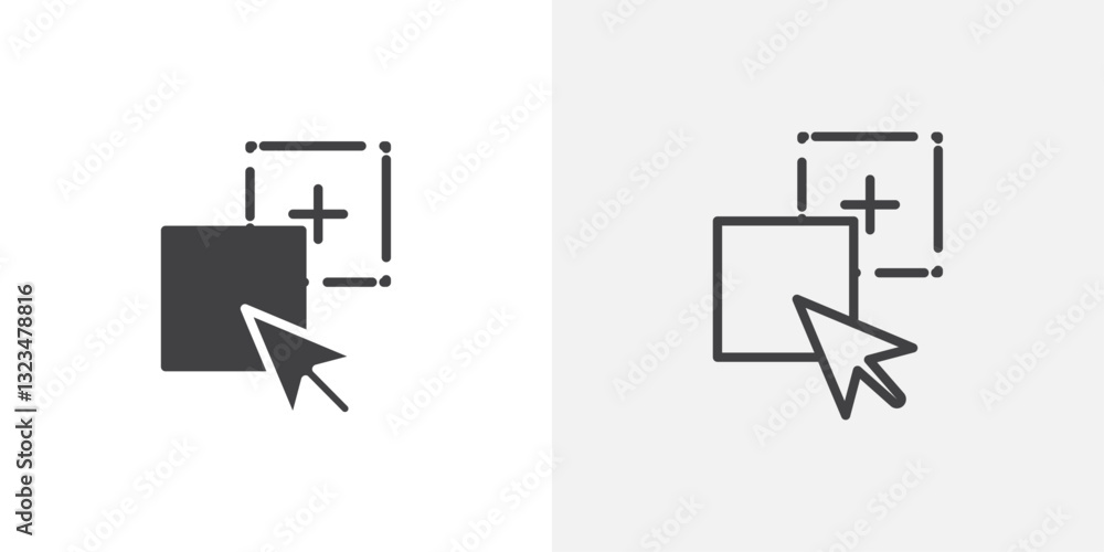 Drag and drop icons in filled and outline versions for ui designs Drag and drop icons in filled and outline versions for ui designs