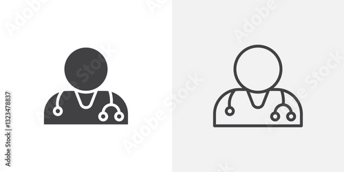 Doctor icons in filled and outline versions for ui designs