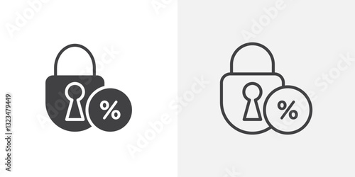 Fixed rate mortgage icons in filled and outline versions for ui designs