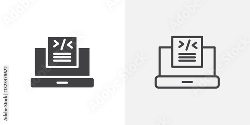 Front end icons in filled and outline versions for ui designs