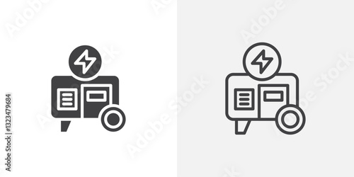 Generator icons in filled and outline versions for ui designs