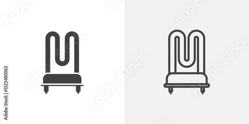 Heating element icons in filled and outline versions for ui designs