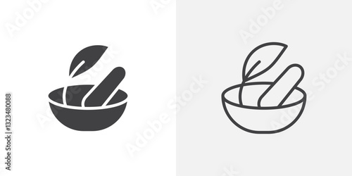 Herbal Medicine icons in filled and outline versions for ui designs