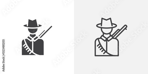 Hunter icons in filled and outline versions for ui designs