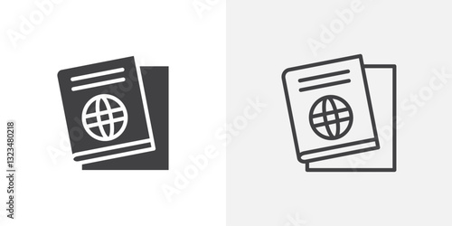 Immigration icons in filled and outline versions for ui designs