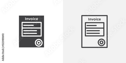 Invoice iconsin filled and outline versions for ui designs