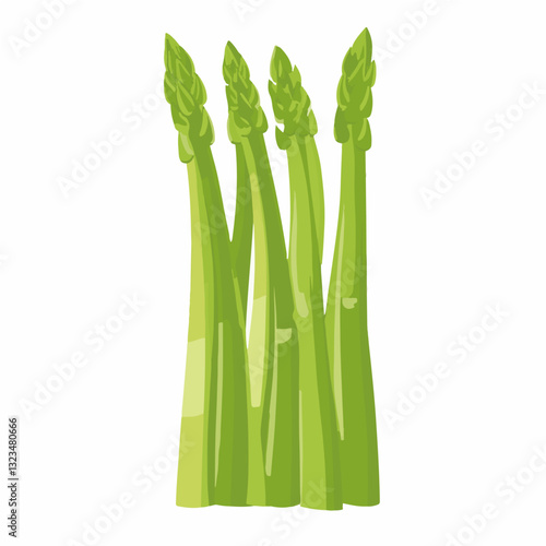 Simple flat 2D icon green asparagus stalk isolated on transparent background, vector, vector, flat design, animation design, simple flat 2D icon, clipart