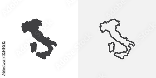 Italy flag icons in filled and outline versions for ui designs