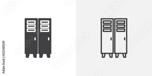 Locker icons in filled and outline versions for ui designs
