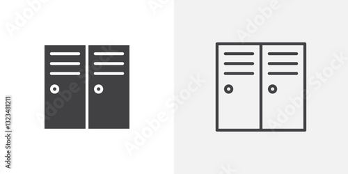 Locker iconsin filled and outline versions for ui designs