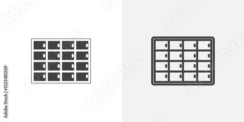 Lockers icons in filled and outline versions for ui designs