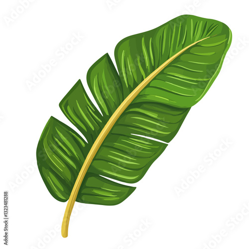 Very Simple flat 2D icon banana leaves isolated on transparent background, vector, vector, flat design, animation design, simple flat 2D icon, clipart