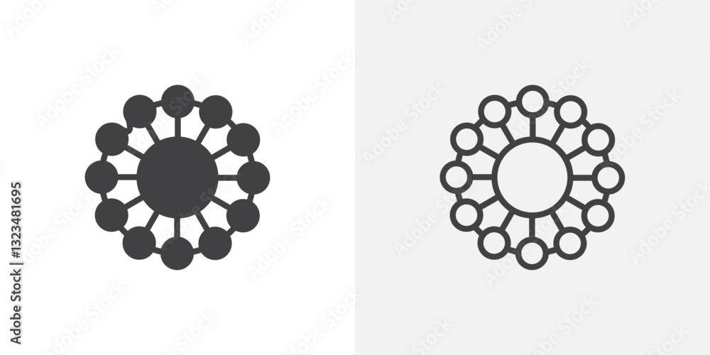 Multichannel icons in filled and outline versions for ui designs Multichannel icons in filled and outline versions for ui designs