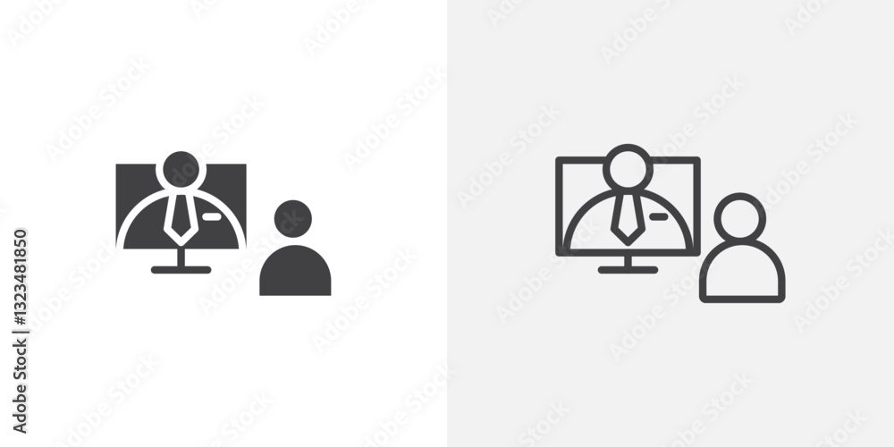 Online course icons in filled and outline versions for ui designs Online course icons in filled and outline versions for ui designs
