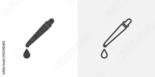 Pipette icons in filled and outline versions for ui designs