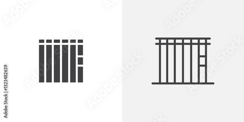 Prison icons in filled and outline versions for ui designs