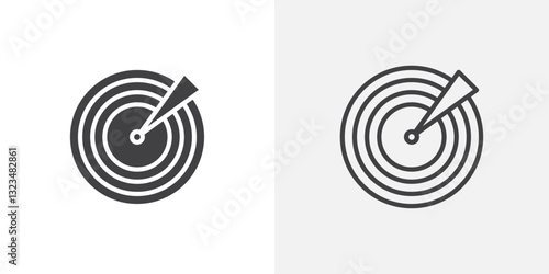 Radar detection icons in filled and outline versions for ui designs