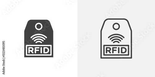 RFID key tag icons in filled and outline versions for ui designs