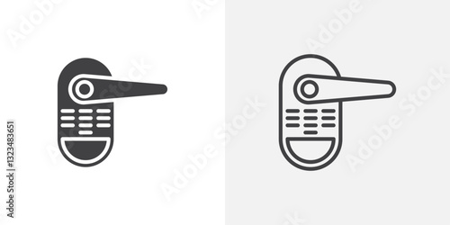 Smart lock icons in filled and outline versions for ui designs