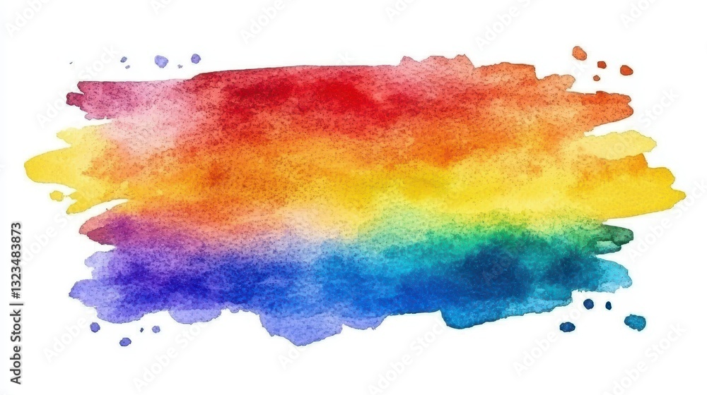 Obraz premium Vibrant Rainbow Watercolor Paint Stroke on White Background