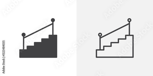 Stairs icons in filled and outline versions for ui designs