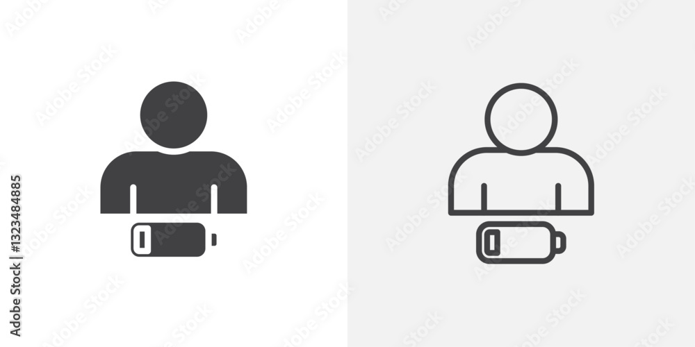 Tired person icons in filled and outline versions for ui designs Tired person icons in filled and outline versions for ui designs