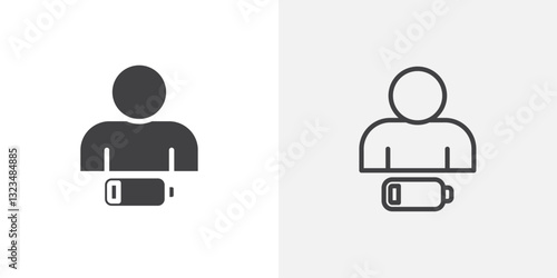 Tired person icons in filled and outline versions for ui designs