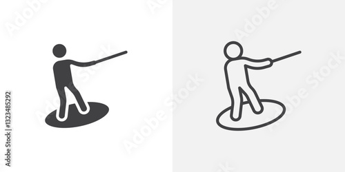 Wakeboarding icons in filled and outline versions for ui designs