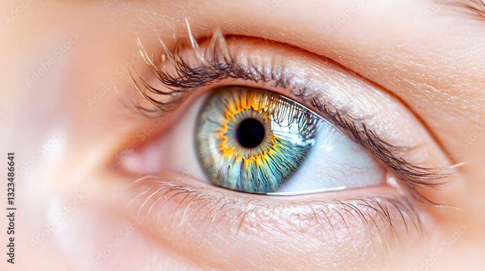 Fototapeta premium Close-up of a vibrant eye, showcasing intricate detail