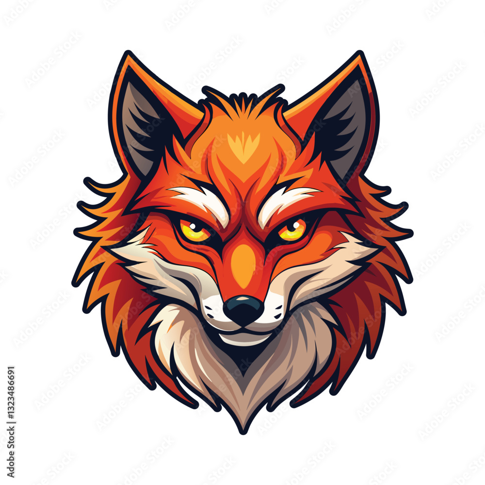 A fierce stylized fox head logo design A fierce stylized fox head logo design