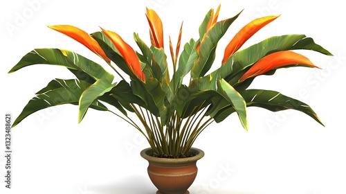 Wallpaper Mural Vibrant Tropical Plant with Orange Leaves in Decorative Pot for Indoor Decoration Torontodigital.ca